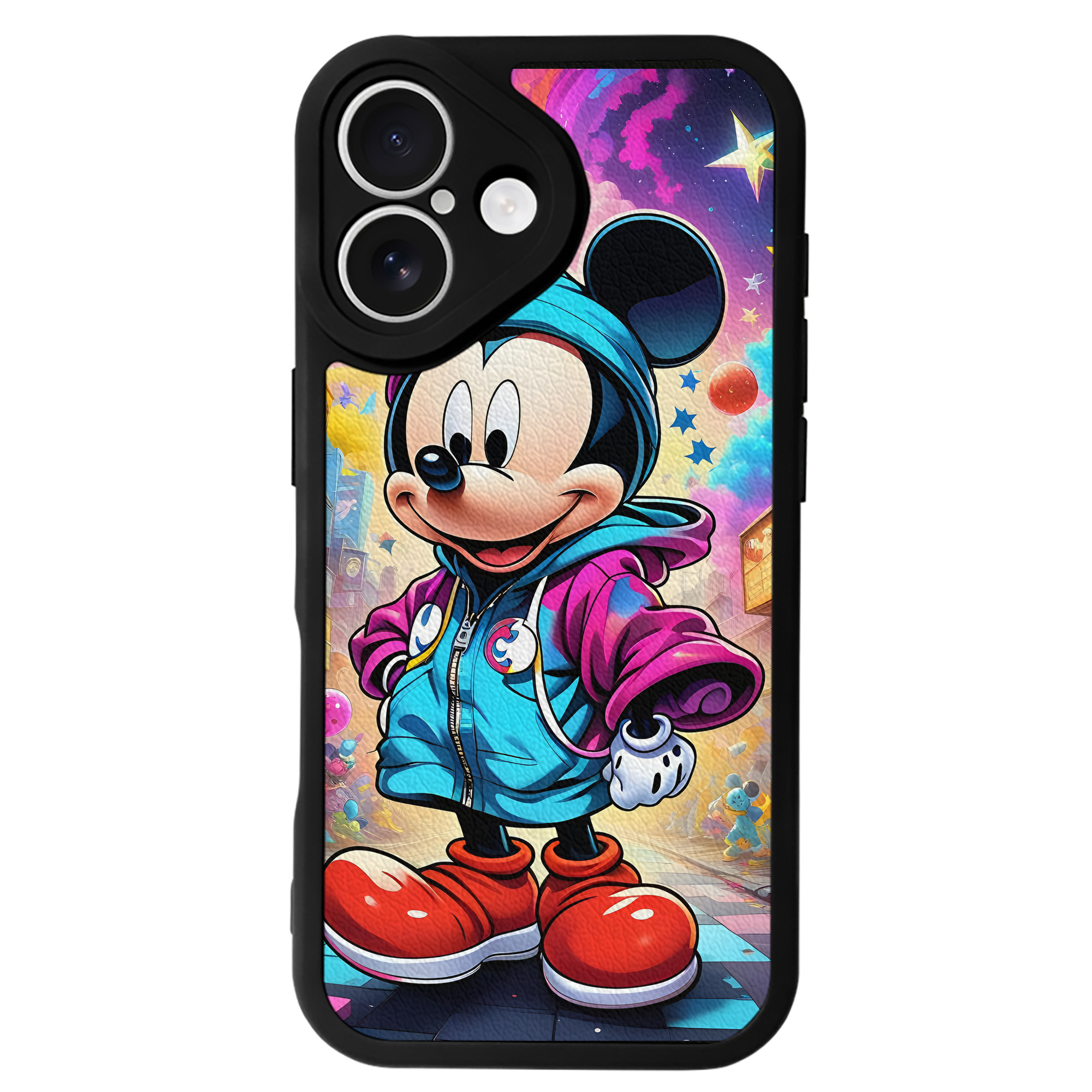 （画像用） ミッキーマウス Mickey Mouse 【iPhone 16シリーズ対応】シリコンスマホケース（レザー調） 材質：シリコン
